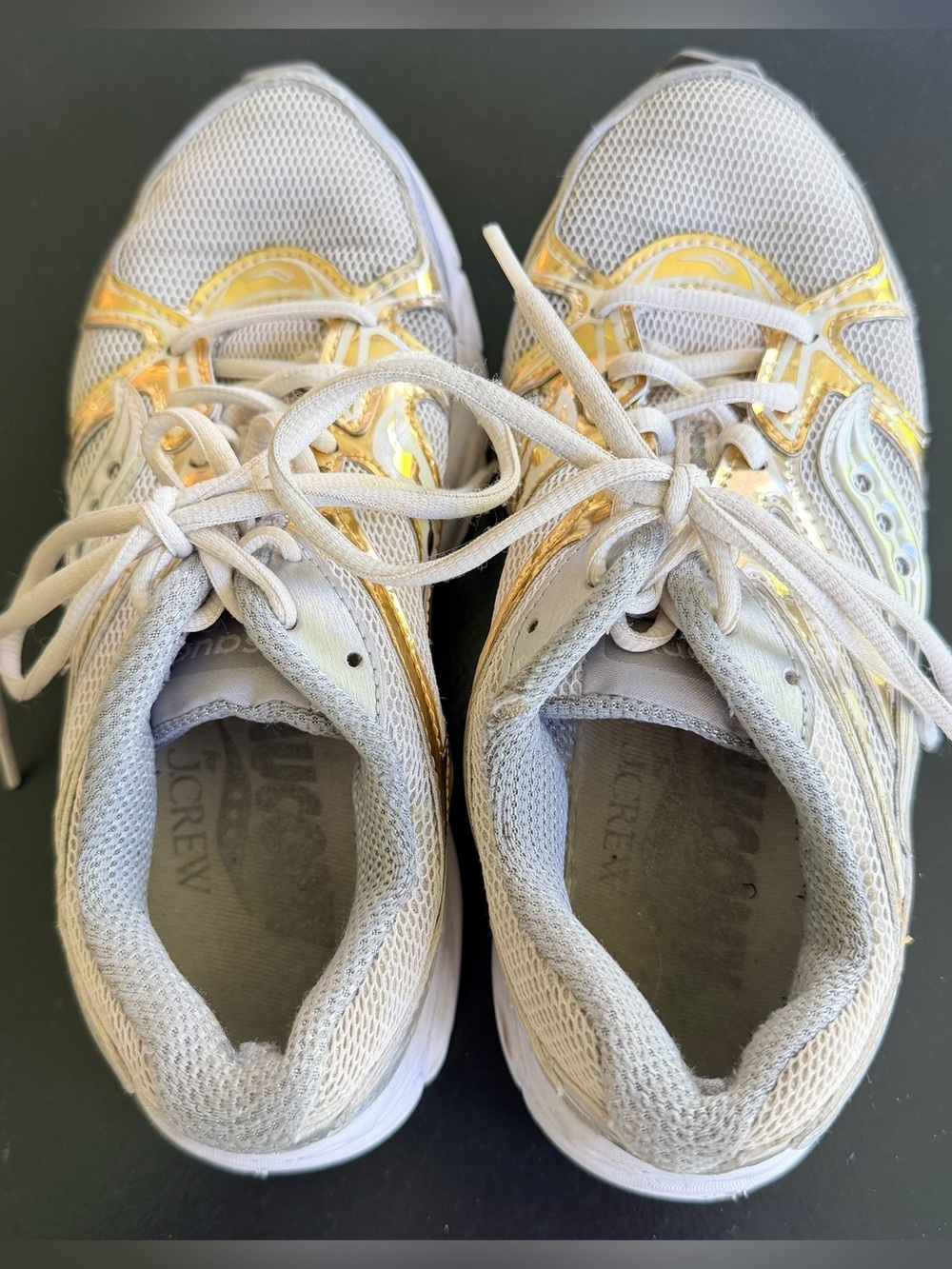 Saucony x J.Crew Collab Silver and Gold Ride Millennium Sneakers - Picture 9 of 12
